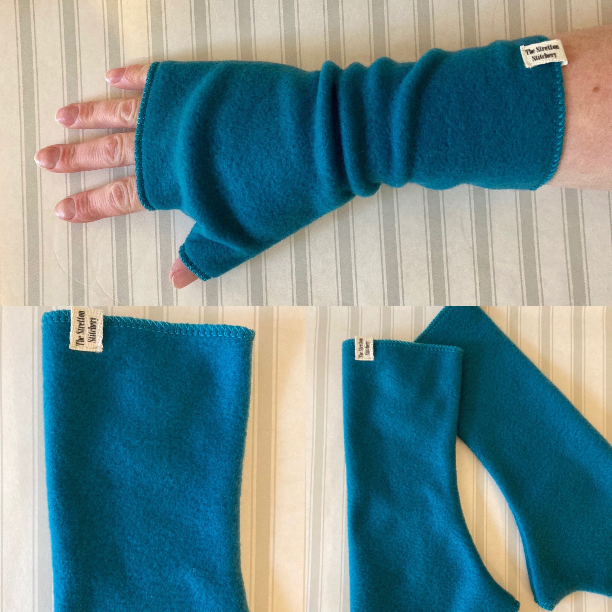 Fingerless gloves / wrist warmers / fleece / plain / ladies / Etsy