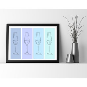 Pastel Blue Champagne Toast Print