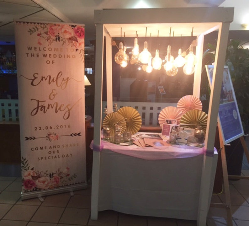 6ft Wedding Pull Up Blush pink floral Wedding Welcome banner Personalised Wedding, Wedding Welcome Sign Shabby chic Wedding