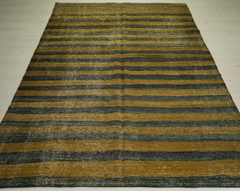 Tapis kilim tissé à plat, décor de ferme 5 x 8 pouces, tapis décoratif minimaliste, tapis moderne milieu du siècle, tapis kilim tissé en poil de chèvre fait main.