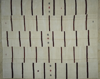 Oversized Minimalist Striped Hemp Kilim Rug: 12x13.4 ft,Luxurious Decor Rugs.