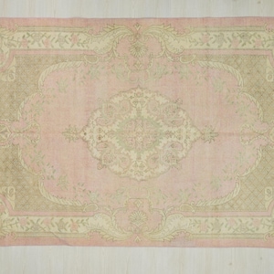 Turkish Carpet Rug,5,7&quot;x9,2&quot; Feet,Turkish Rug,Vintage Oushak Rug,Salmon Pink Beautiful Carpet Rug,Bohemian Rug.