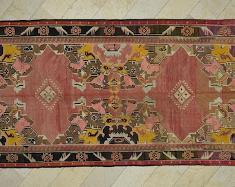 Handmade Kurdish Kilim Rug: Soft Colors, Tribal Flat Weave Vintage Rugs,6,1"x13" Feet.