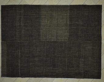 Dark Brown Rug,7,6x10,3 Flat Weave Turkish Kilim Rug,Minimalist Decor Rug,Natural Goat Hair Kilim Rug,1960s Vintage Area Rug,Namodic Rug.