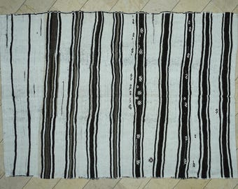 Striped Hemp Kilim Rug: 7x10 Vintage Turkish Flat Weave Rugs.