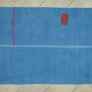 Overdye Blue Turkish Hemp Kilim Rug,3,7&quot;x5,7&quot; Feet,