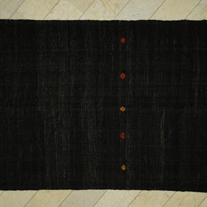 Mid Century Modern Rug,7x12 Stripe Design Goat Hair Rug,Nomadic Woven Kilim Rug,Gray,Orange,Dark Brown Kilim Rug,Minimalist Decor Kilim Rug.