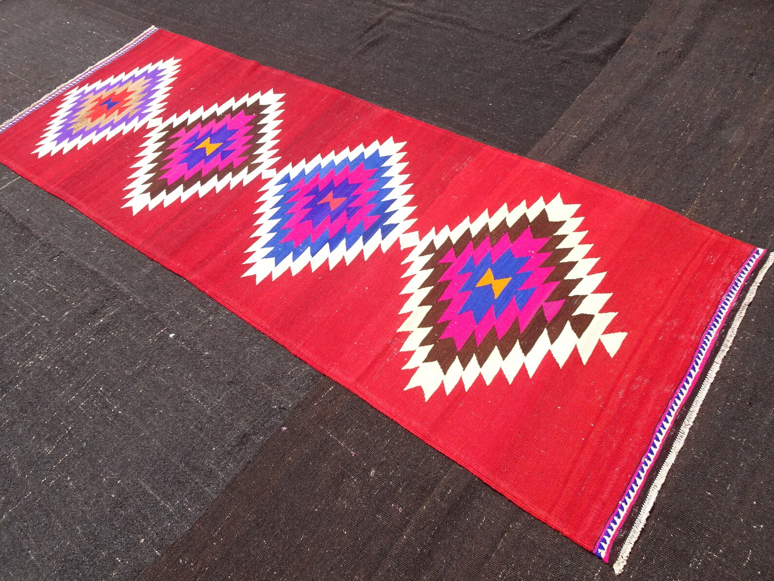 Red Rug Runner Pink Kilim Runner34x95 Feet Etsy