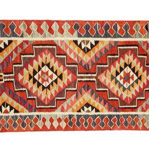 Vintage Turkish Kilim Rug Runner: Handwoven Wool, 3.5&quot;x10.6&quot;