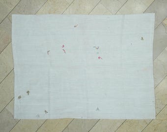 5x8 Plain Of White Handwoven Hemp Kilim Rug: Sweden Home Style Decor Organic Rugs.
