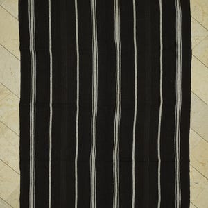 Dark Brown And White Rug,5,11&quot;x7,9&quot; Feet 180x237 Cm Vintage Home Floor Decor White Stripe Dark Brown Kilim Rug,Goat Wool Woven Kilim Rug.