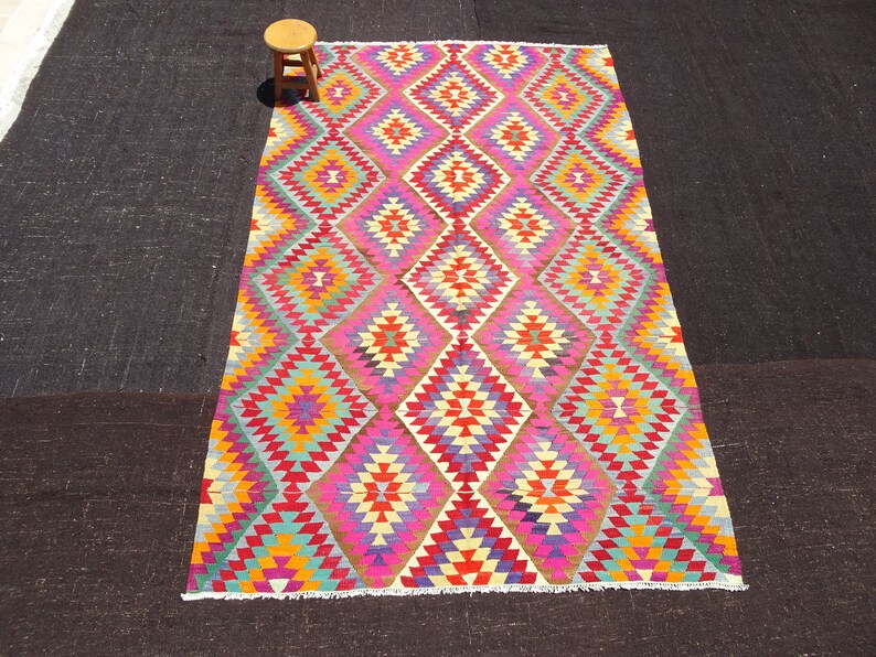 Pink Kilim Rug510x93 Feet 178x282 Cm Flat Weave