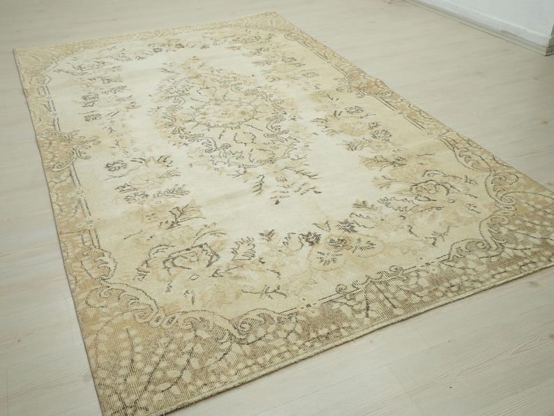 Vintage Faded Oushak Carpet Rug,5.5x9 Feet 170x276 Cm Large Turkish
