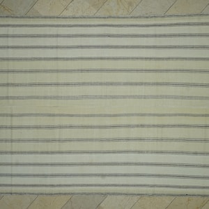 Minimalist Modern Decor Turkish Kilim Rug,7&quot;x10&quot; Flat Weave Stripe Patterned Kilim Rug,Chic Vertical Striped Kilim Rug,Natural Color Kilim.