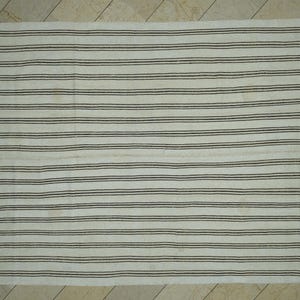 Dark Brown And White Stripe Turkish Kilim Rug,6,9&quot;x9,1&quot; Feet,Minimalist Modern Decor Flat Weave Kilim Rug,Turkish Kilim Rug,Gift For Home.