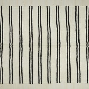 Handmade Hemp Rug,7"x12,3" Feet 214x376 Cm,Turkish Hemp Rug,Black And White Decor Rug,Organic Minimalist Decor Rug,Large Striped Hemp Rug.