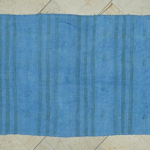 Overdye Blue Stunning Turkish Hemp Kilim Rug,2,7&quot;x6,9&quot; Feet,Home Living Floor Decor Blue Hemp Kilim Rug,Small Size Blue Rug.