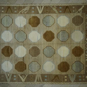 12x15 Oversize Primitive Pattern Beautiful Kars Carpet Rug,Unused Handmade Palace Place Decor Rug,Luxury Home Living Rug,Soft Brown Blue Rug