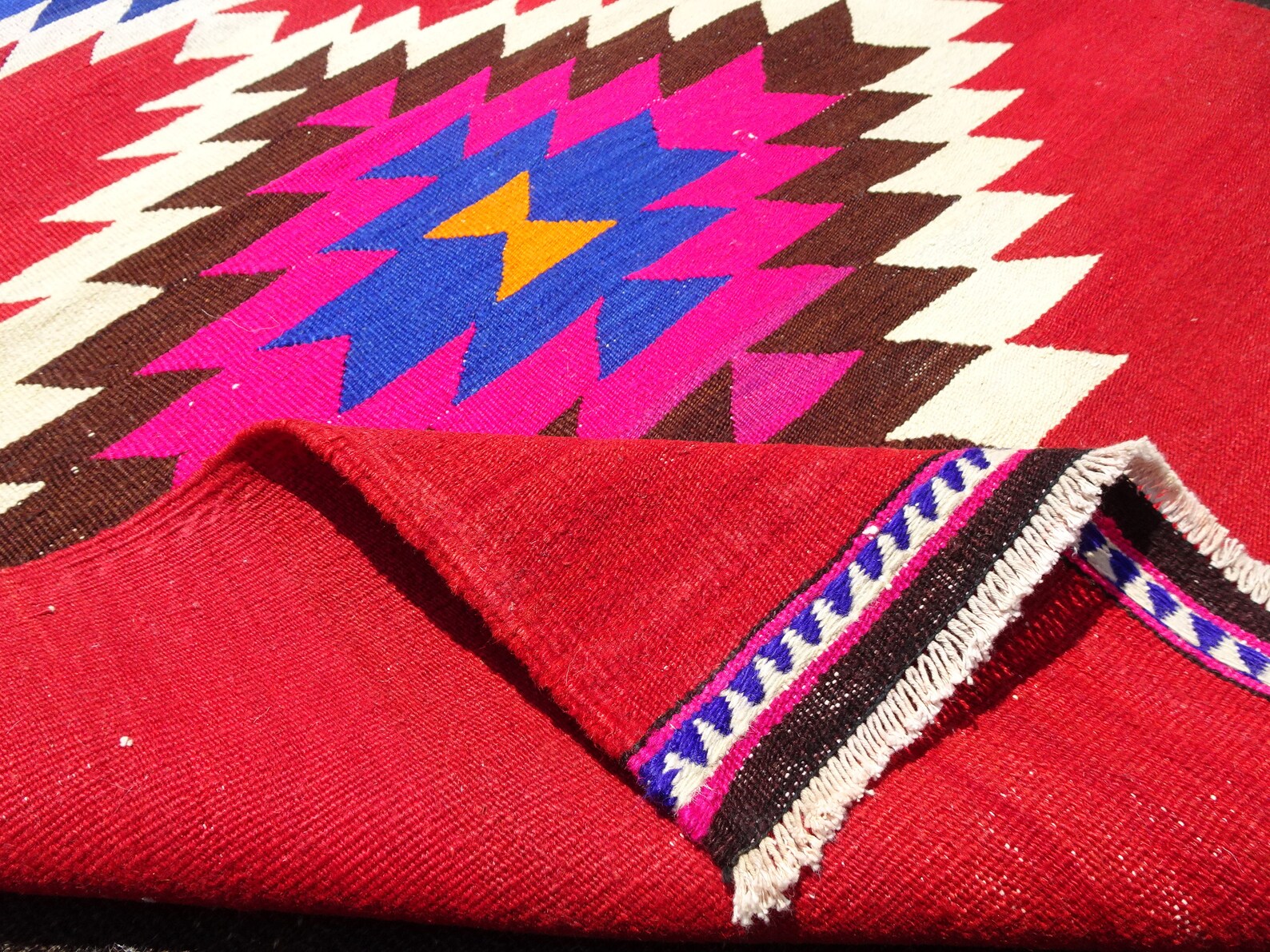 Red Rug Runner Pink Kilim Runner34x95 Feet Etsy