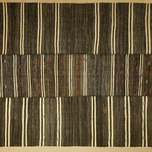 Magnificent Broken Stripe Pattern Flat Weave Rug 7,3,x8,6, Feet,Natural Goat Hair Wool Woven Kilim Rug,Turkish Rug,Home Decor Tribal Rug.