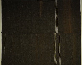 Grand tapis kilim en poil de chèvre naturel, 7,3 x 8,6 tapis kilim moderne vintage en laine de chèvre à tissage plat, tapis moderne Mid-Century, tapis kilim marron foncé.