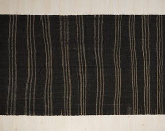 Vintage Turkish Kilim Rug: Goat Hair Flat Weave, Dark Brown Gray (4.5&quot;x7.9&quot;)