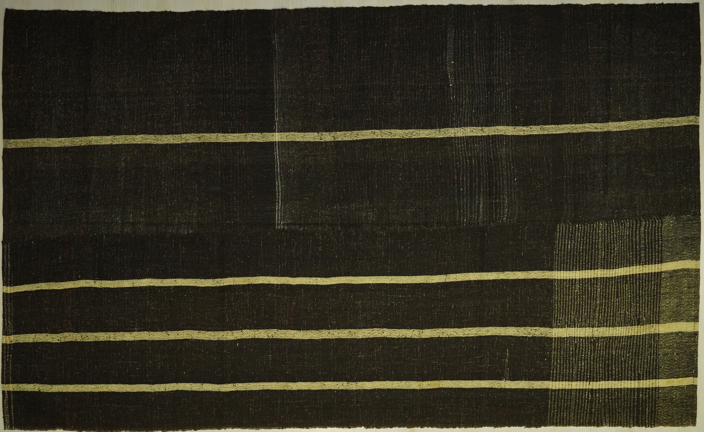 Goat Hair Rug,6,1x10,2 Striped Design Dark Brown And Cream Kilim Rug,Flat Weave Woven Kilim Rug,Minimalist Decor Rug,Home Decor Handmade Rug