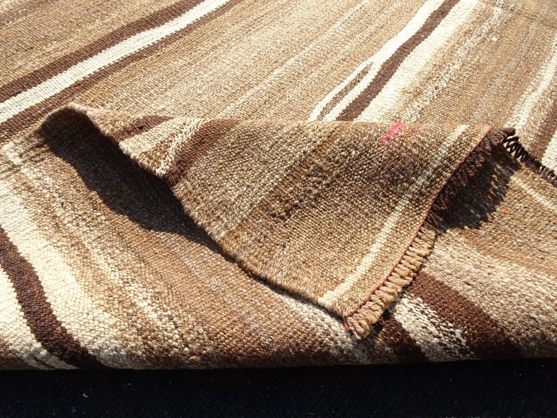 Brown Kilim Rug63x104feet 190x315 Cm Flat Weave Etsy