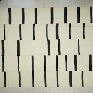10x13 Brown And White Stripe Oversize Turkish Kilim Rug,Minimalist Decor Rug,Contemporary Flat Weave Kilim Rug,Scandinavian Style Kilim Rug.