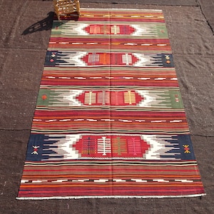 Unique Old Turkish Kilim Rug,5,8&quot;x9,2&quot; Feet Traditional Flat Weave Woven Kilim Rug,Old Handwoven Turkish Kilim Rug.