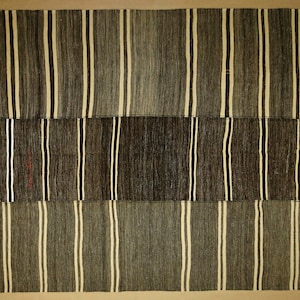 Fall Home, alfombra Kilim de tejido plano con rayas rotas de 9x10. Alfombra moderna de mediados de siglo, alfombra Kilim turca de gran tamaño, alfombra de área, alfombra decorativa para el piso de la vida del hogar.
