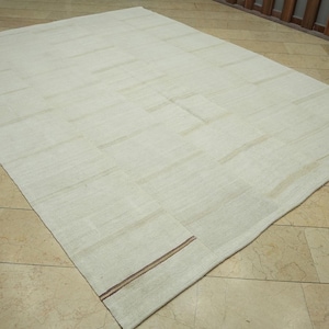 Vintage Striped Hemp Kilim Rug: Turkish Flat Weave Rugs, 8x10,3" Feet.