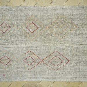 Vintage Turkish Kilim Rug: 7x10 Gray Anatolian Rug with Geometric Design