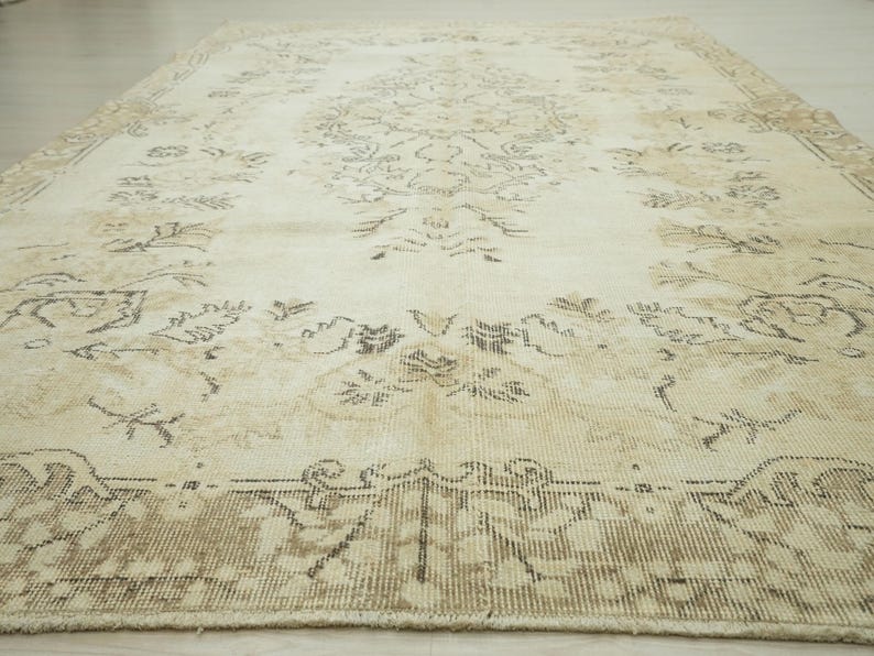 Vintage Faded Oushak Carpet Rug,5.5x9 Feet 170x276 Cm Large Turkish