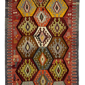 Turkish Area Kilim Rug,5,4&quot;x8,2&quot; Feet  Ethnic Pattern Anatolian Kilim Rug,Anique Turkish Kilim Rug,Flat weave Rug,Bohemian Kilim Rug.
