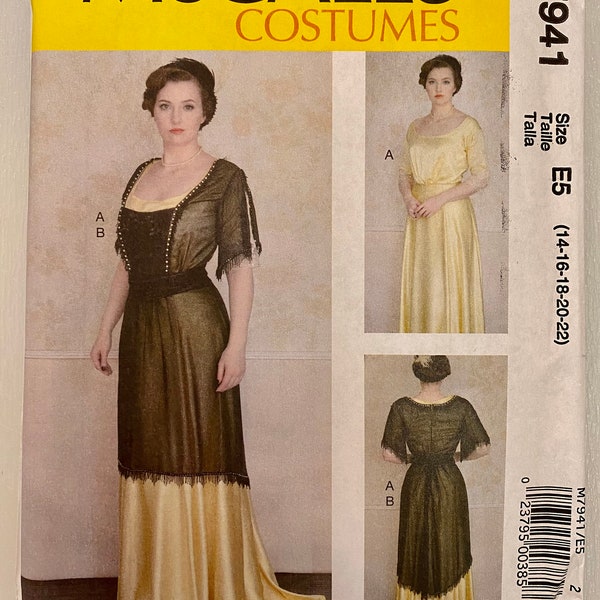McCall's 7941 Cosplay Costume Period Evening Dress Pattern Sizes 14-22 - Victorian Edwardian Titanic Downton Abbey