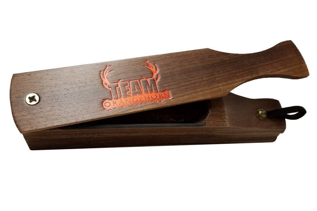 Wood Turkey Box Call Walnut Wood Top with Poplar Bottom Team Orangehorn