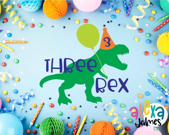 Download 3rd Birthday Svg Dinosaur Birthday Svg Three Rex Svg Third Etsy