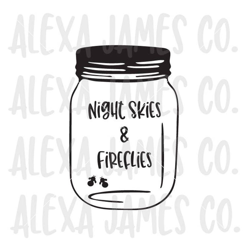 Download Night Skies and Fireflies SVG SVG Cut File Mason jar ...
