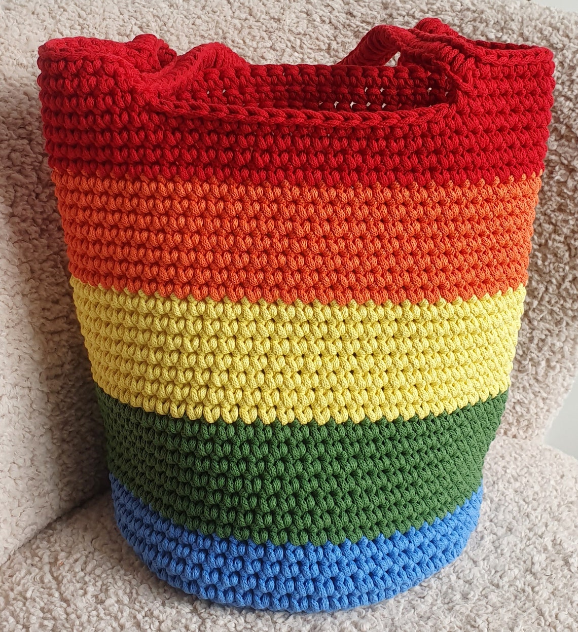 Handmade Crochet Rainbow Bag Handmade 100% Recylced Cotton - Etsy