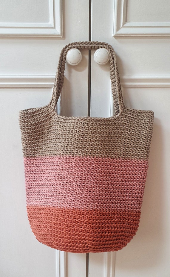 Handmade 100% cotton crochet handbag shopper basket bag | Etsy