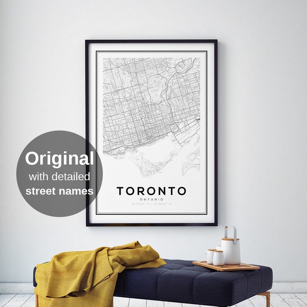 Toronto Map Print, Map of Toronto, Toronto Ontario, Toronto Map Poster, Ontario Map Print, Modern Home Decor, Printable Wall Art, U of T