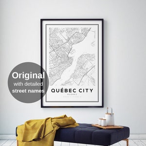 Impressão de mapa de Quebec, mapas da cidade de Quebec, mapas de Quebec, mapa de Quebec, mapa do Canadá, pôster do mapa da cidade de Quebec, cidade de Quebec, impressões de mapas modernos
