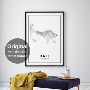 Bali Karte, Reise Karte Poster, Reise Karte Druck, Indonesien Karten, Indonesien, Bali Karte Poster, Schwarz-Weiss-Karten, Wandkunst
