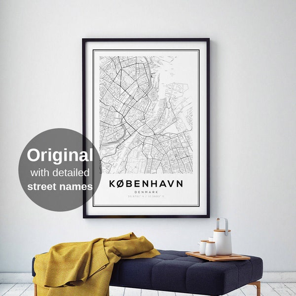 Copenhagen Map Print, Scandinavian Print, Black and White Map, Denmark Map Print, Copenhagen Map Poster, City Map Print, Affiche Scandinave