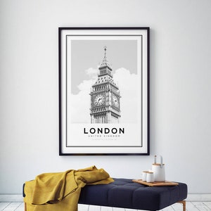 Big Ben print, London print, wall art, London poster, London decor, big ben poster, England, london art print, home decor, modern wall art