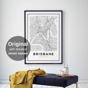 Mapa da cidade de Brisbane, arte do mapa de Brisbane, impressão de mapa, mapa em preto e branco, arte do mapa da cidade, mapa de Brisbane, impressão de mapa de Brisbane, Austrália, arte digital