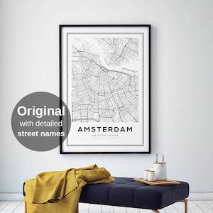 Amsterdam Karte Print, Amsterdam Stadt, Holland Druck, Amsterdam Karte Poster, Amsterdam, Schwarz-Weiß-Karte, Amsterdam Kaart, Niederlande