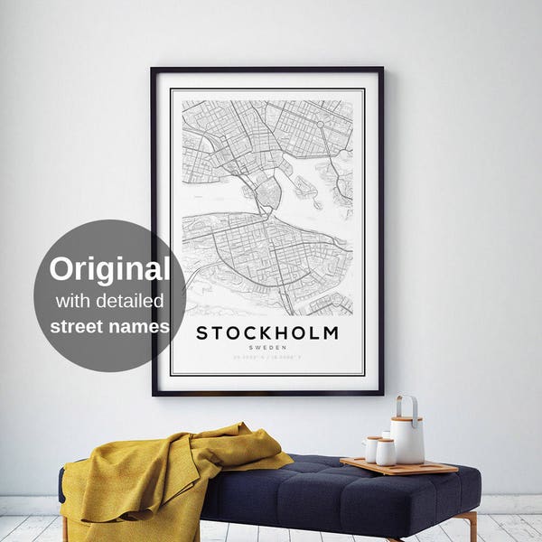 Stockholm Map Print, Stockholm City Maps, Sweden Map Print, City Map Print, Wall Art, Printable Wall Art, Stockholm Sweden, Nordic Maps