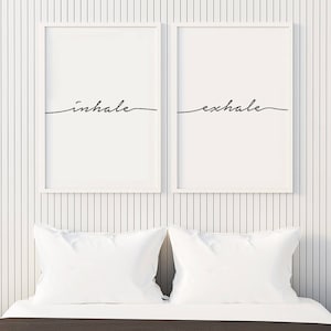 Inhale Exhale Print Set - Black and White Yoga Wall Art, Minimalist Zen Decor, Gift (Digital Download)